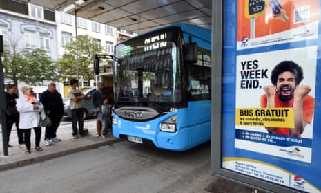 A poster advertising free bus services