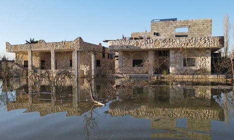 Flooding in the Syrian village of Tloul, after a dam collapsed following the deadly earthquake.
