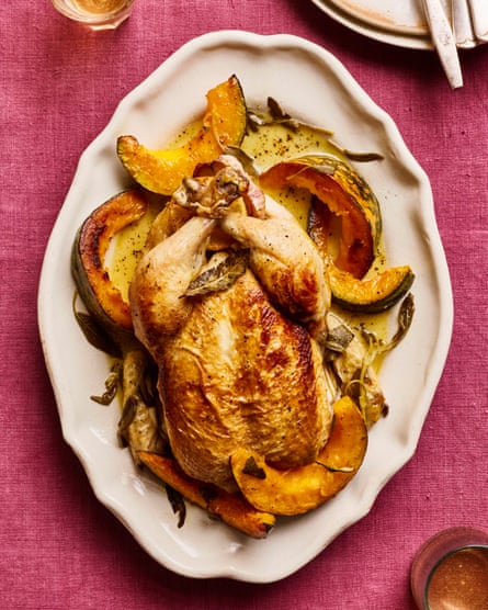 Ravinder Bhogal’s pot roasted chicken with kabocha squash and sage.
