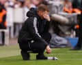 Eddie Howe cuts a frustrated figure on the Newcastle touchline