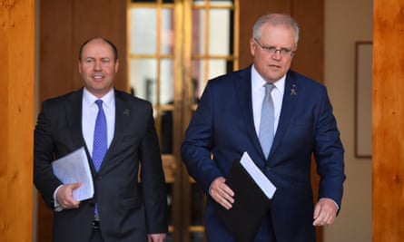 Australian treasurer Josh Frydenberg and prime minister Scott Morrison