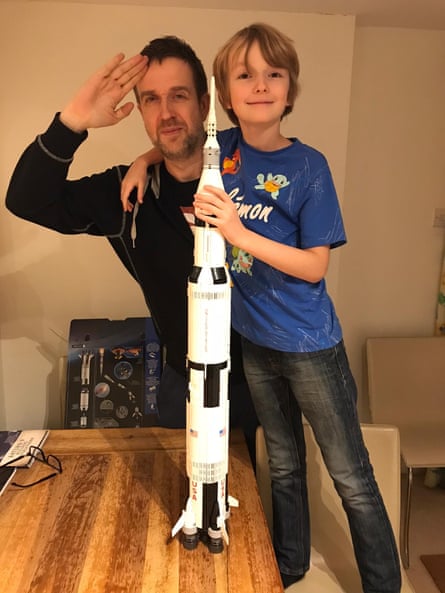 John Doran and his son after a successful Lego project.
