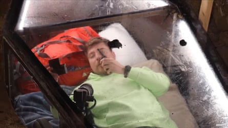 A still from MrBeastâs 2021 video I Spent 50 Hours Buried Alive.