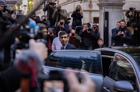 Conservative party leader Rishi Sunak arrives at Conservative Campaign Headquarters on 24 October, after he was appointed as Conservative leader and the UK’s next prime minister