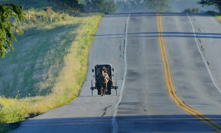 An Amish buggy on the road in Lititz.