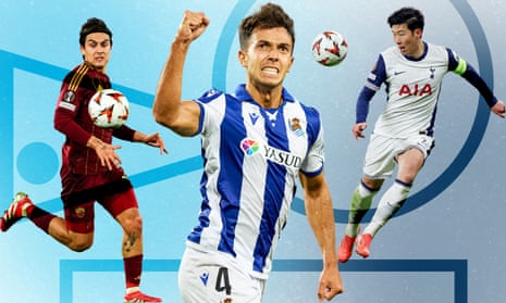 Roma's Paulo Dybala, Martin Zubimendi of Real Sociedad, Tottenham's Son Heung-Min.