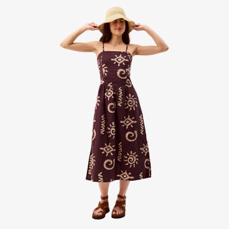 Monsoon Mafalda sun print bandeau midi dress brown