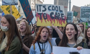 Striking school pupils in London.