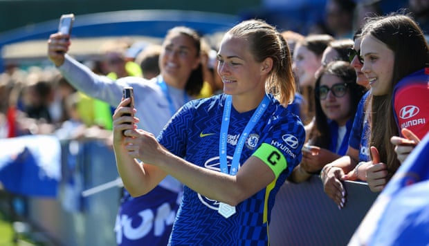 The WSL is about to start – and now is the time to support your team | Women's Super League 2 Magdalena Eriksson takes selfies with the fans at Kingsmeadow after Chelsea were crowned last seasons WSL Champions in May.