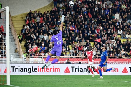 Folarin Balogun gives Monaco a 2-1 lead against Marseille at the Louis II Stadium
