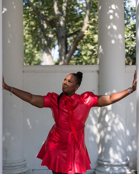Katrina Brownlee poses with her arms raised in Prospect Park, New York, in September 2025.