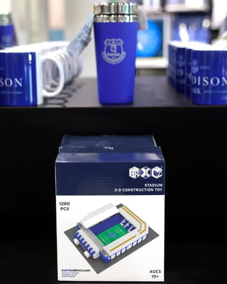 A construction brick replica of Goodison Park on sale in the club shop