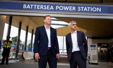 Grant Shapps (left) and  Sadiq Khan at the newly opened Battersea Power Station London Underground station.