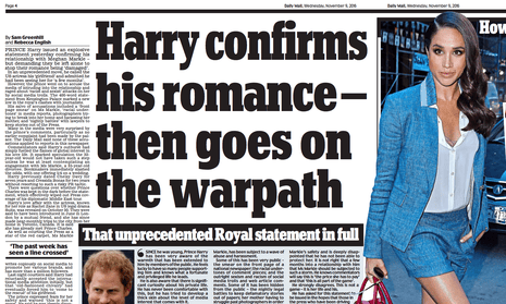 Screenshot of Daily Mail report on Prince Harry’s statement.