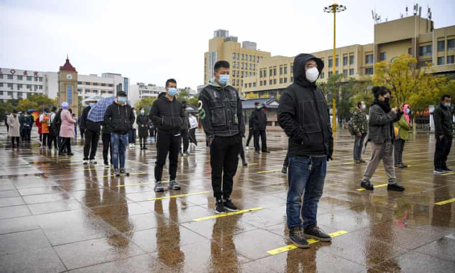 People queue up for Covid testing in Yinchuan, in north-west China’s Ningxia Hui autonomous region