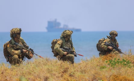 ADF personnel take part in a joint military exercise with the Indonesia army at Banongan beach in Situbondo, Indonesia, this month.