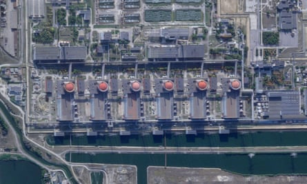 A satellite image shows the Zaporizhzhia power station on Sunday.