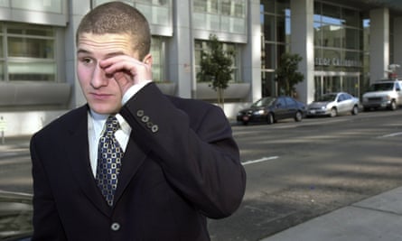 Pioneer … Napster founder Shawn Fanning arrives at court in 2001.