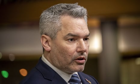 The letter calling for the Austrian government to prohibit the participation of the sanctioned Russians was sent to the country’s chancellor Karl Nehammer (pictured) by 81 OSCE delegates from 20 countries.