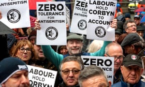 Protesters outside Labour’s London headquarters in April. 