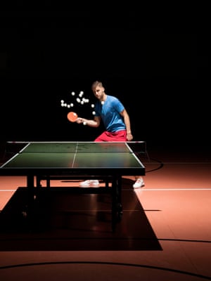 Alex Choupenitch, a European medallist in foil fencing, tries his hand at table tennis.