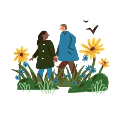 illustration of couple out for a walk