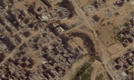 Satellite imagery from January 22 2024 shows the damage to the Sheikh Zayed reservoir, located in northern Gaza, 150 meters south of the Indonesian hospital.