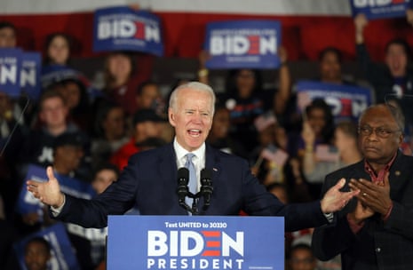 Joe Biden at his victory rally in Columbia, South Carolina. He said: ‘The days of Donald Trump’s divisiveness will soon be over.’