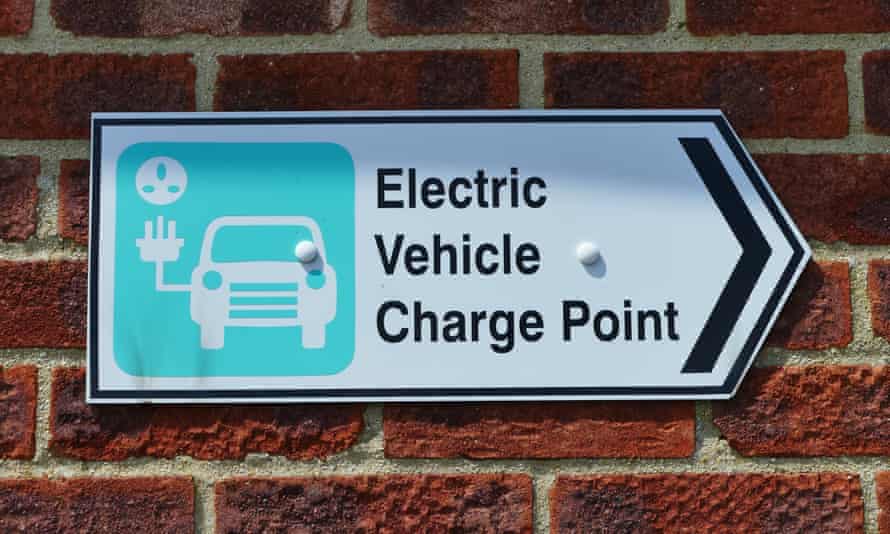An electric car charging point sign