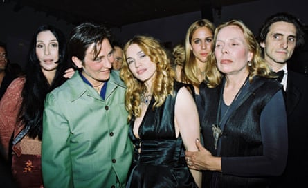 kd lang with Cher, Madonna, Joni Mitchell and others at the Vanity Fair post-Oscar party in 1998.