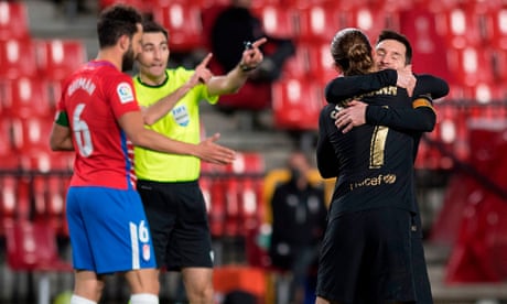 European roundup: Griezmann and Messi double up as Barça thrash Granada