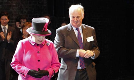 Sir Christopher Bland with the Queen at the Royal Shakespeare Theatre in Stratford-upon-Avon. 