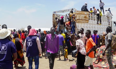 People who crossed from Sudan are seen at a refugee camp in Renk county, South Sudan