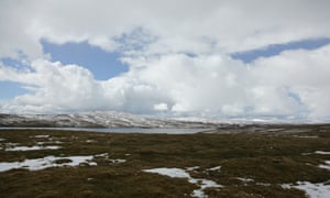 Winter landscape at Cow Green Reservoir, County Durham.