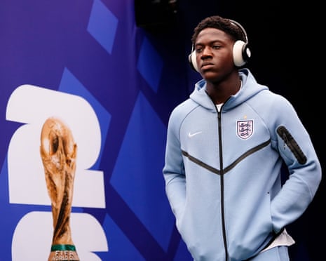 Kobbie Mainoo looks on during England’s win over Panama.