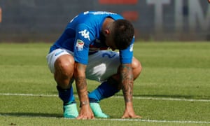 Lorenzo Insigne reacts to Napoli’s 2-2 draw with Torino.