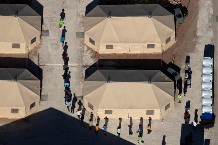 Children led into a detention facility in Tornillo, Texas, during the height of the family separation crisis in June.