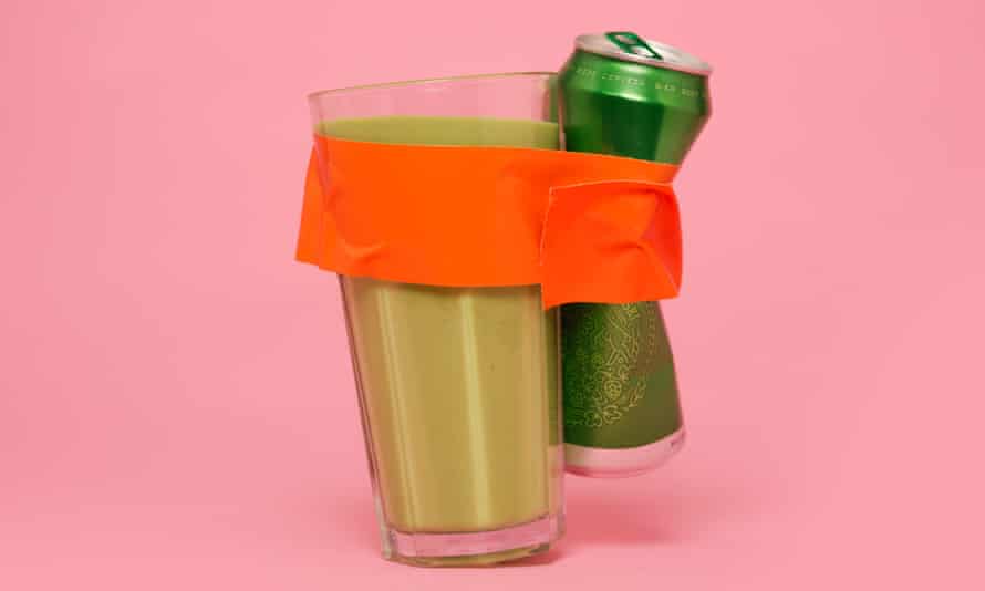 Be bad, better – from anger to laziness, how to put your worst habits to good use A can of beer taped to a glass of green juice