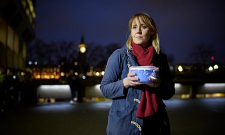 Linda Geddes transports her poo contribution in a sealed plastic carton.