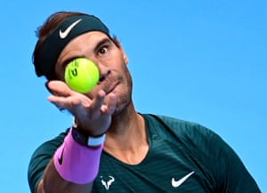 Rafael Nadal serves to Daniil Medvedev.