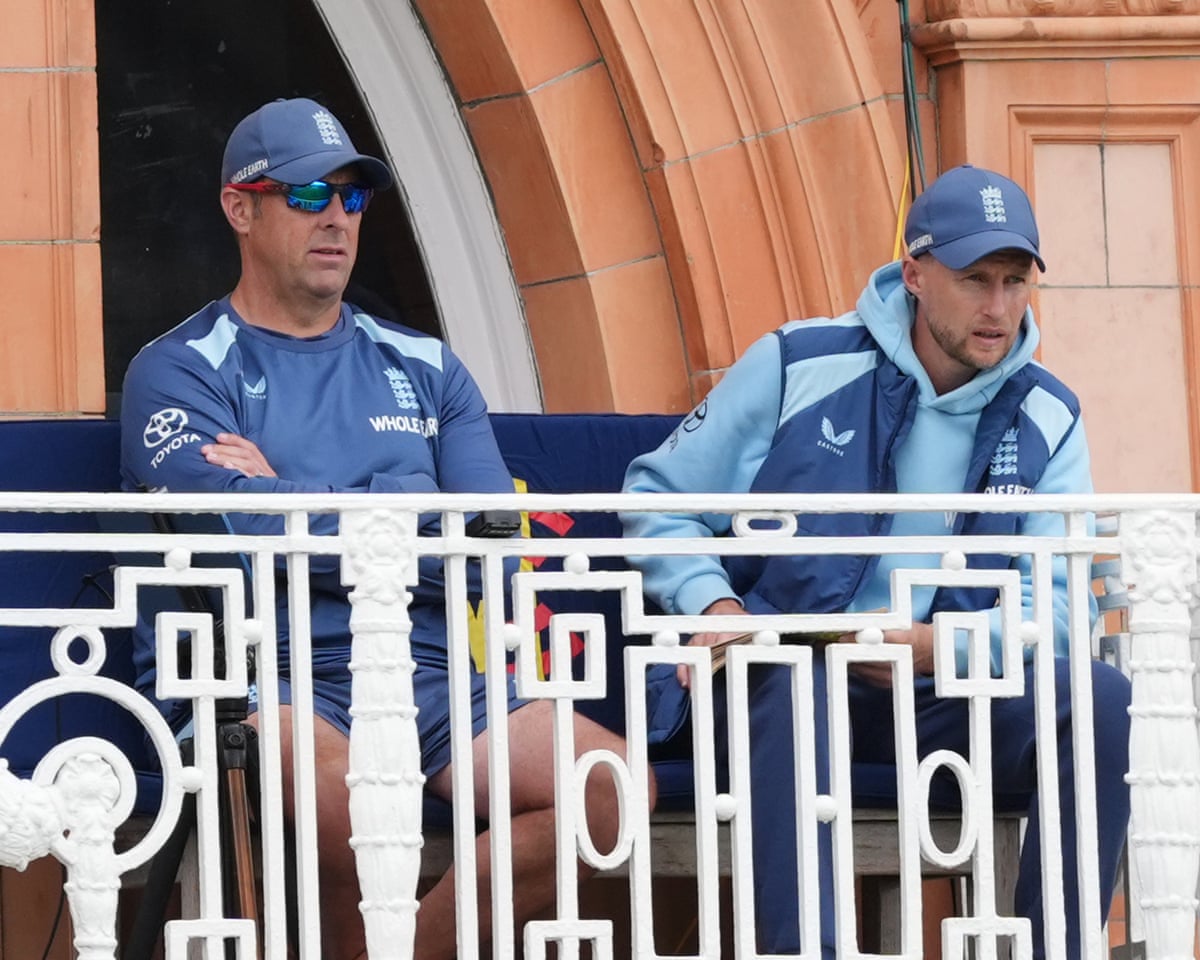 Marcus Trescothick watches the second Test at Edgbaston alongside captain Joe Root