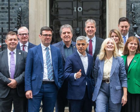 Andy Burnham and other regional mayors outside No 10