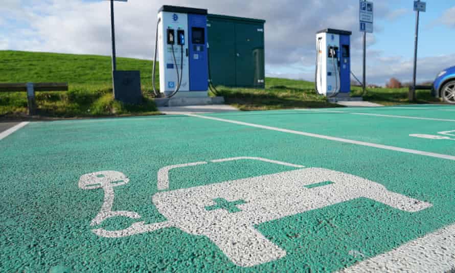 An electric car charging bay