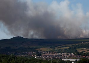 Winter Hill near Bolton, pictured during a grass fire in 2018.