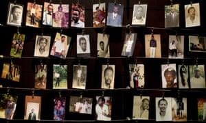 Family photographs of some of those who died in the 1994 Rwanda genocide.