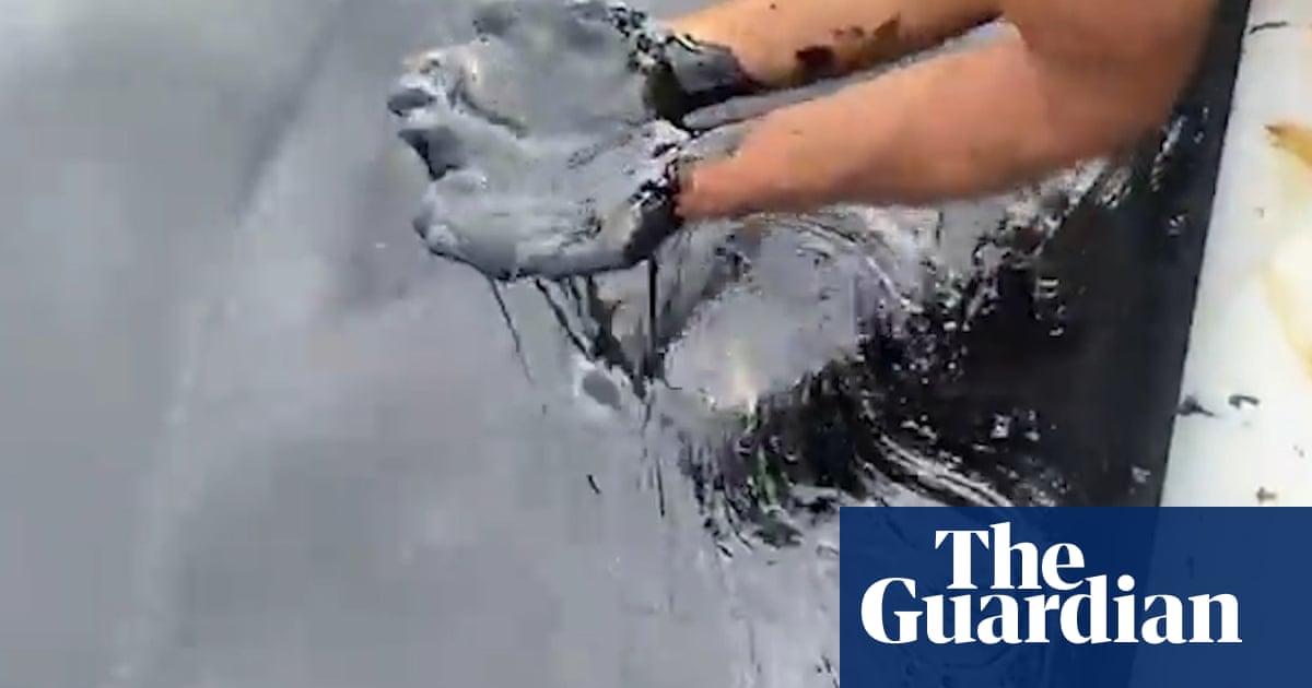 Outraged fishers show oil spill ‘like porridge’ in Trinidad sea – video