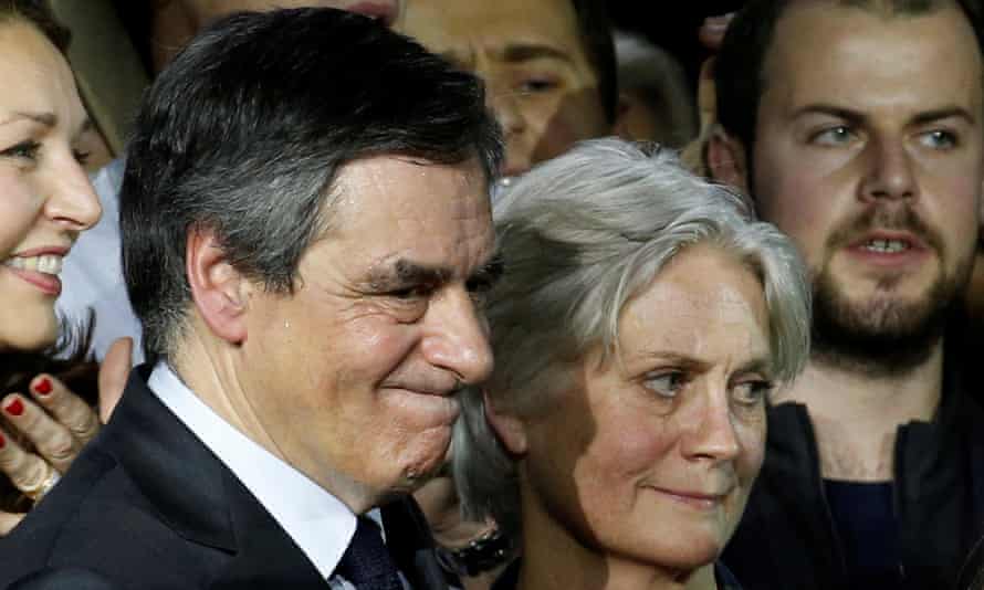 François Fillon with his wife, Penelope, at a rally in Paris in January.
