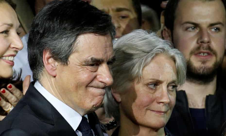 François and Penelope Fillon at a rally in Paris on Sunday