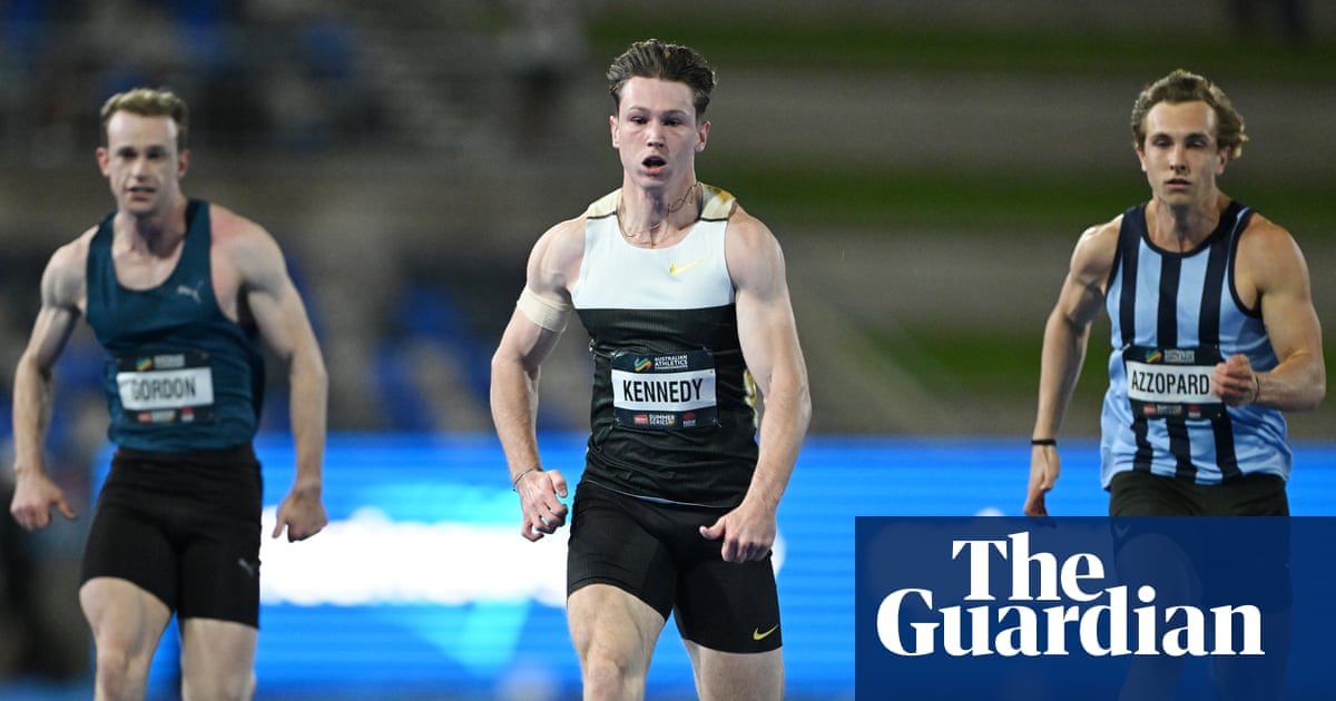 Lachlan Kennedy breaks 10-second barrier again to become Australian 100m champion