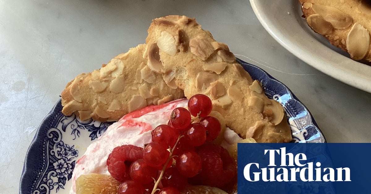 Rachel Roddy’s recipe for figs with raspberry cream and cat tongue biscuits | A kitchen in Rome